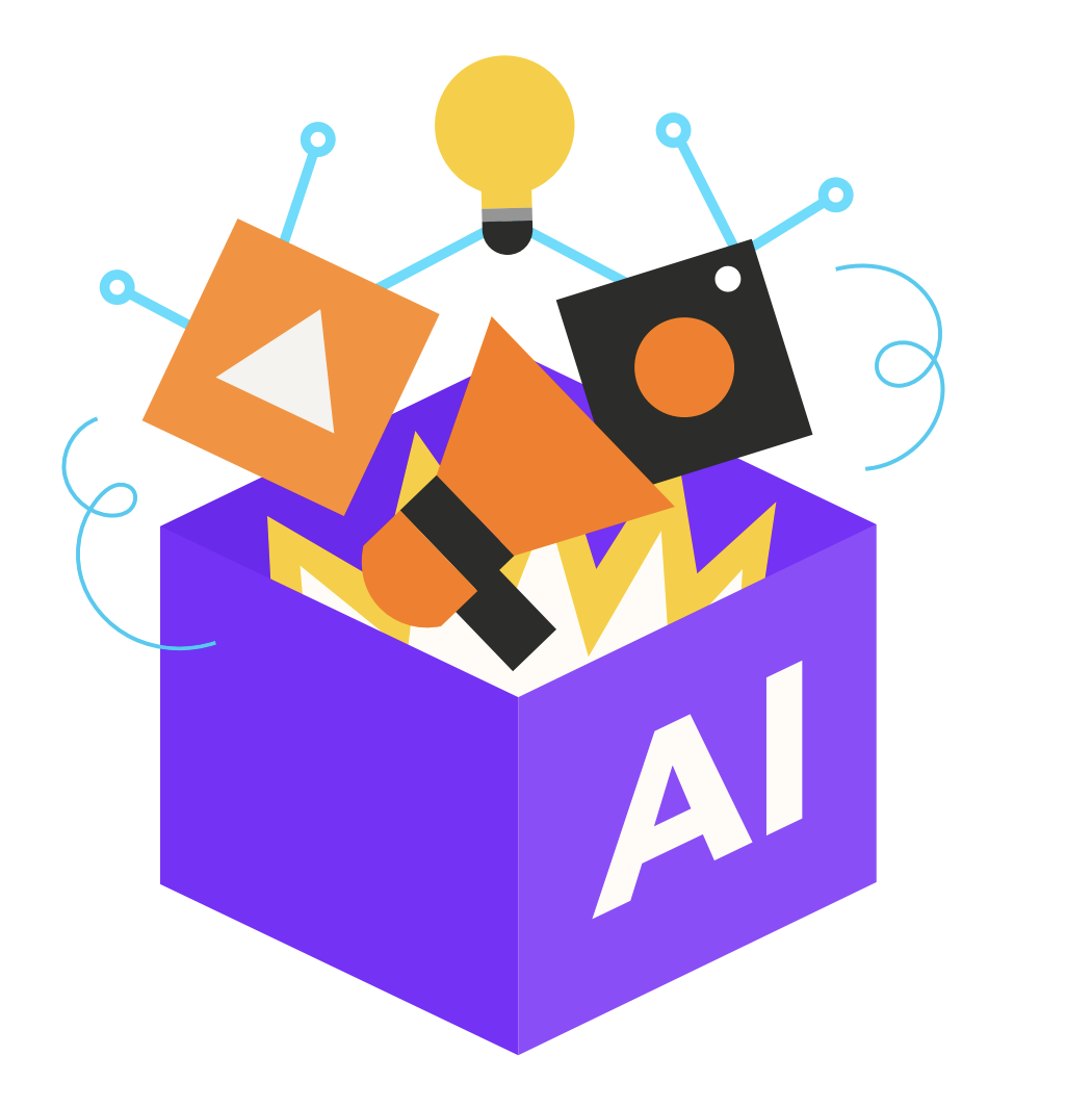 Box with graphics coming out of it